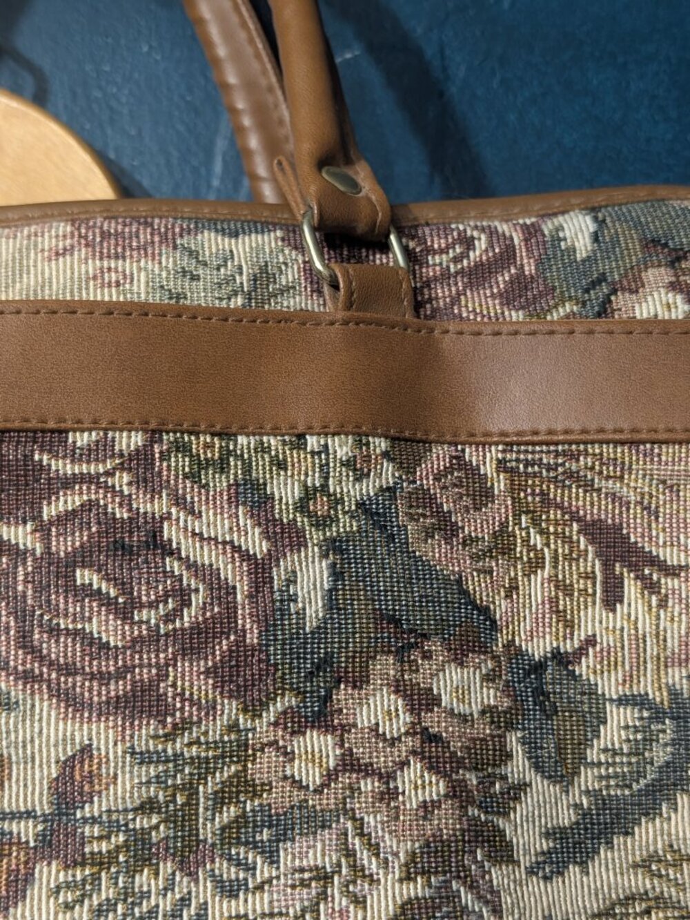 Vintage Floral Tapestry Weekender Bag Cottagecore Grandmillennial Carpert Bag - Picture 8 of 15